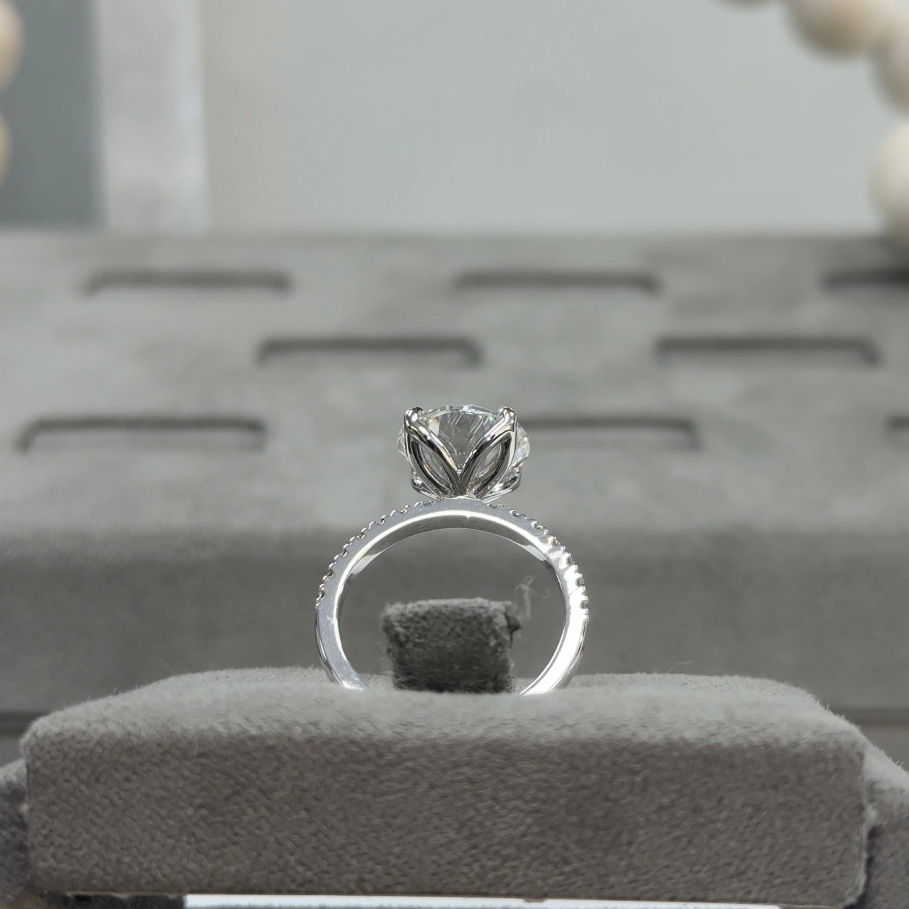 3.47 Carat Round Traditional Elegance Tulip Basket Ring