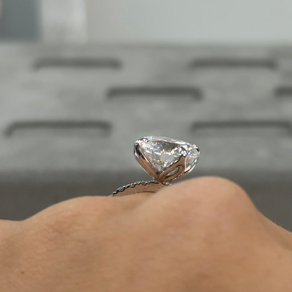 3.47 Carat Round Traditional Elegance Tulip Basket Ring