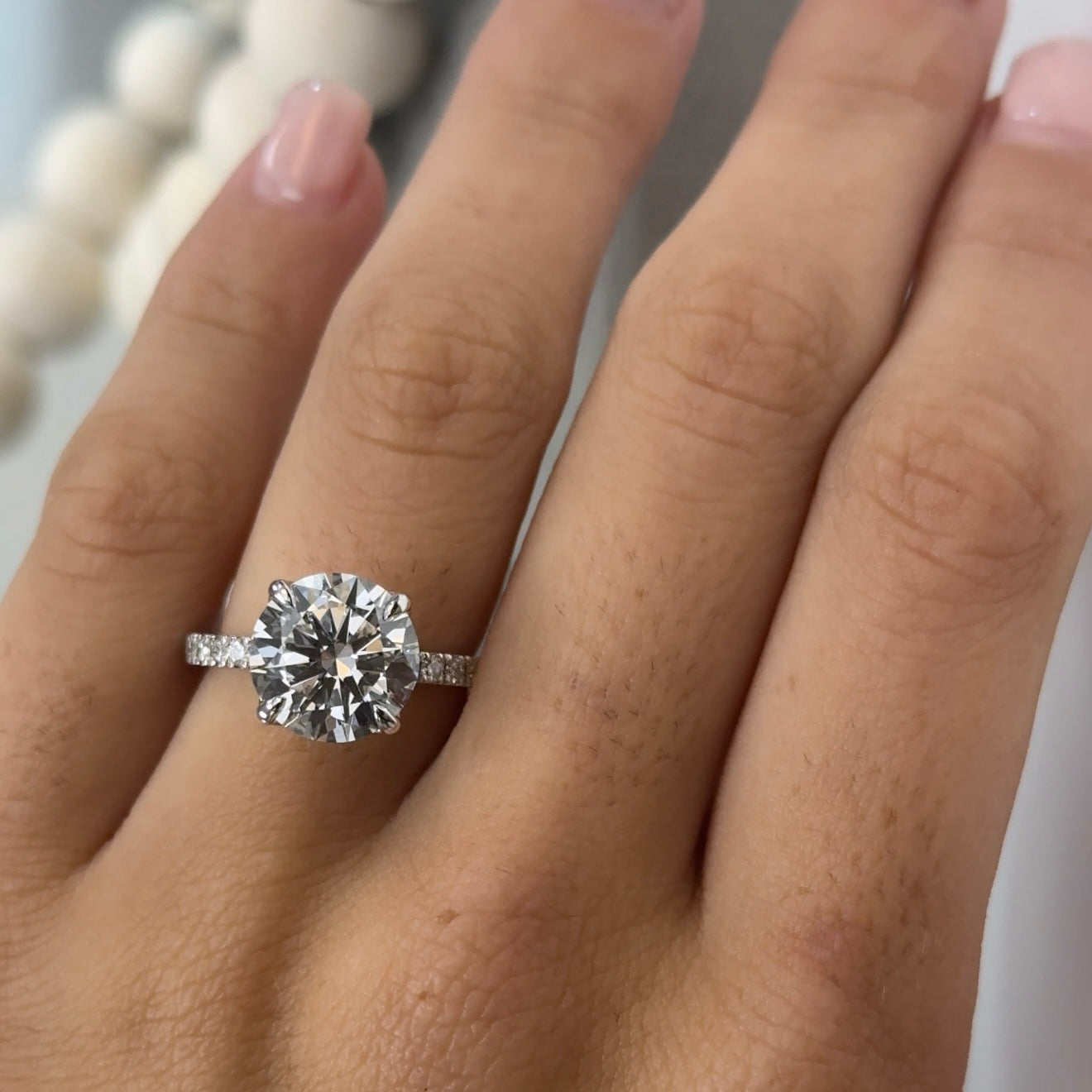 3.47 Carat Round Traditional Elegance Tulip Basket Ring