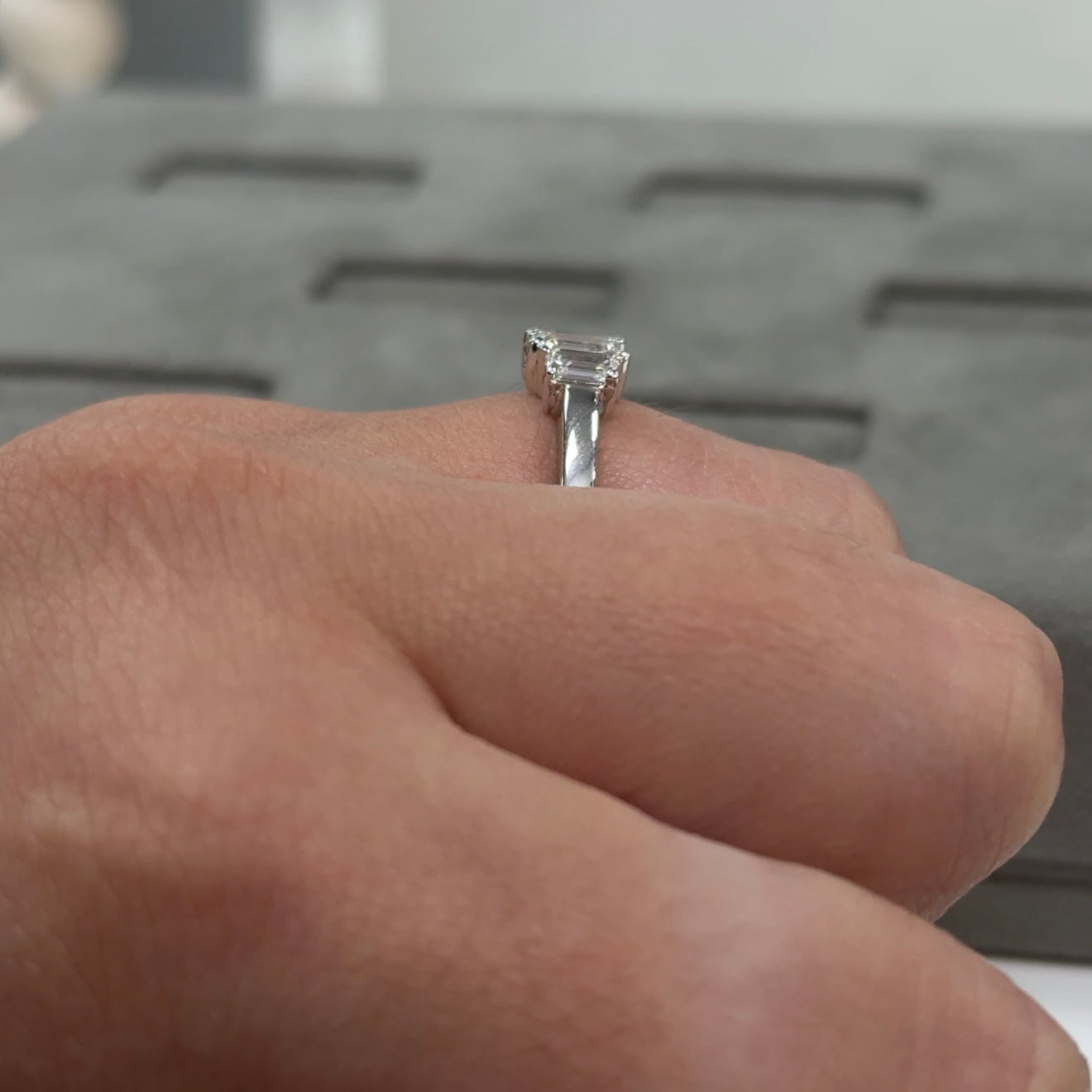 Dainty Three-Stone Emerald Ring