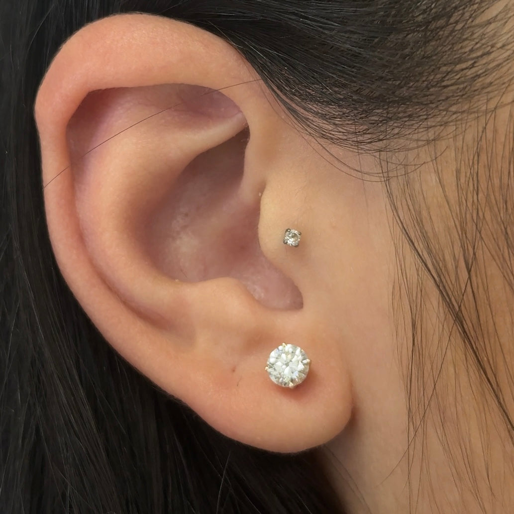 Round Lab Diamond 14kt Yellow Gold 4-Prong Basket Stud Earrings 1.00ctw