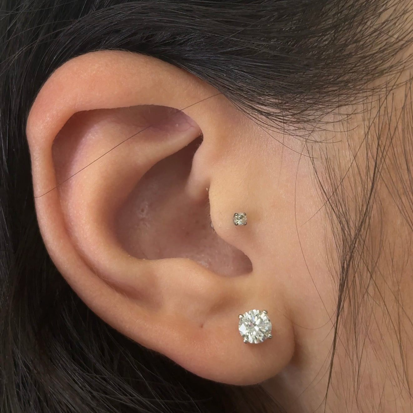 Round Lab Diamond 14kt White Gold 4-Prong Basket Stud Earrings 1.00ctw