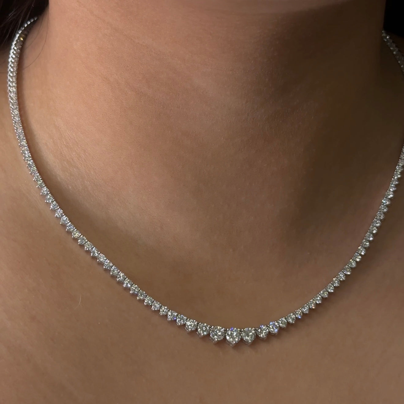 Lab Diamond Graduated Round Tennis Necklace 8.15ctw