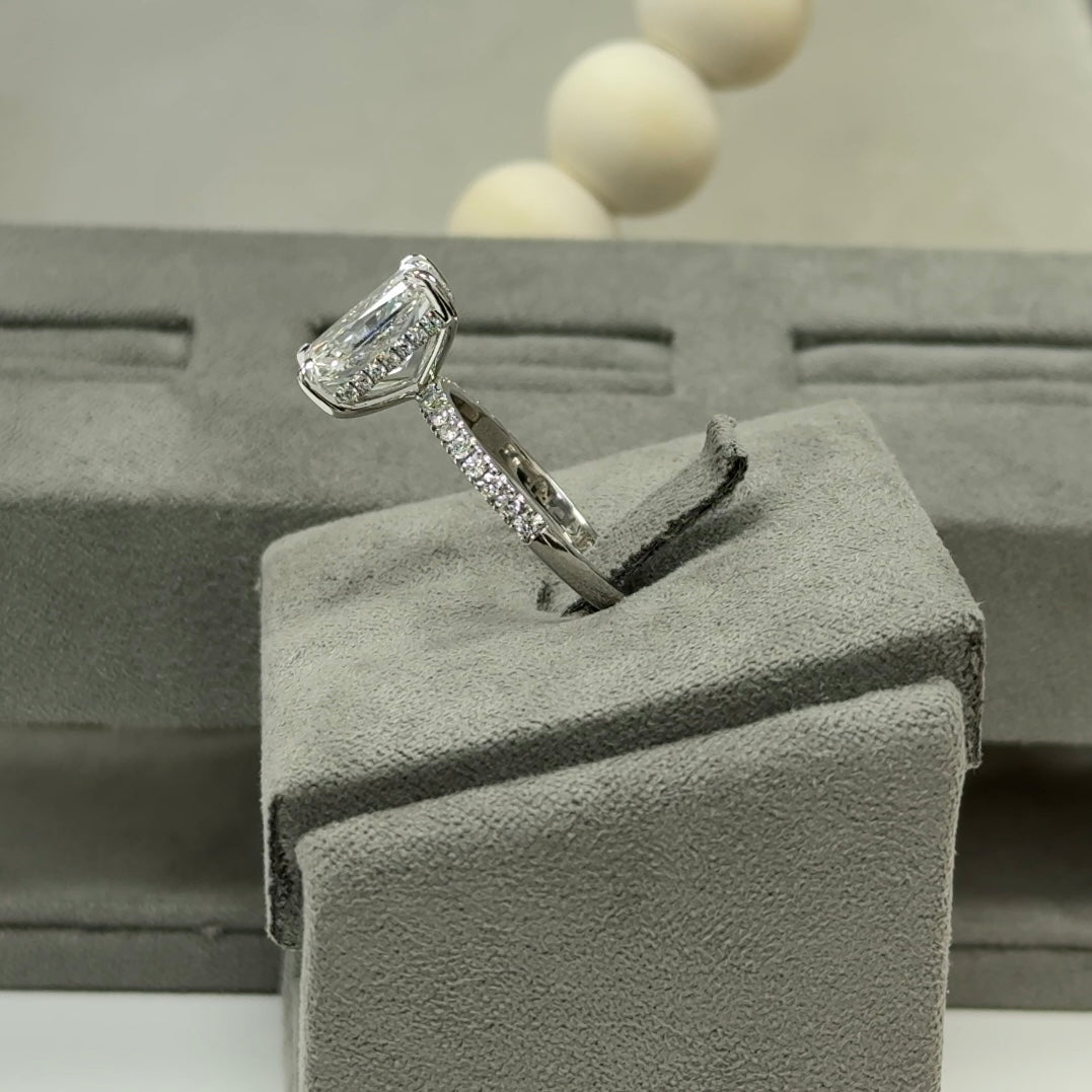 3.54 Carat Radiant Traditional Elegance Hidden Halo Ring