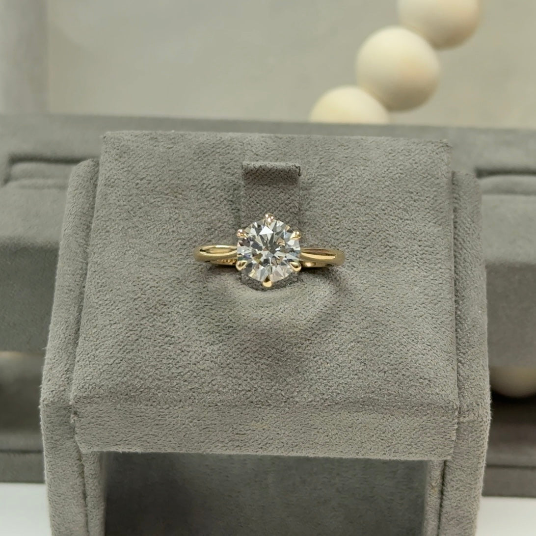 2.02 Carat Round Cathedral 6-Prong Style Ring