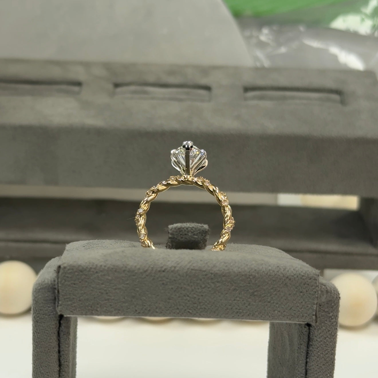 2.52 Carat Marquise Lab Diamond 2-Toned Accented Twisted Ring