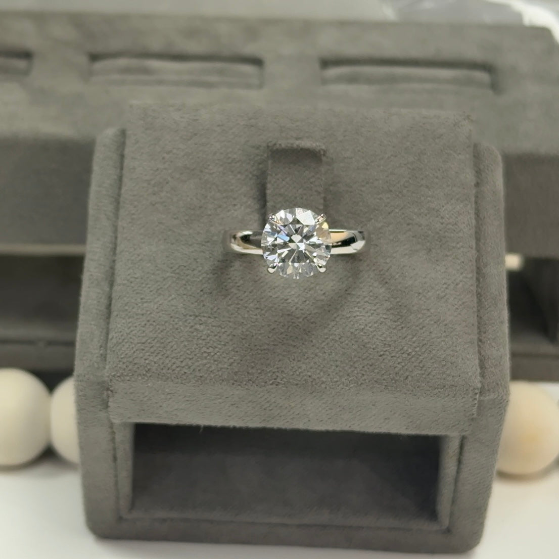 3.01 Carat Round Lab Diamond 3mm Double Hidden Halo Ring