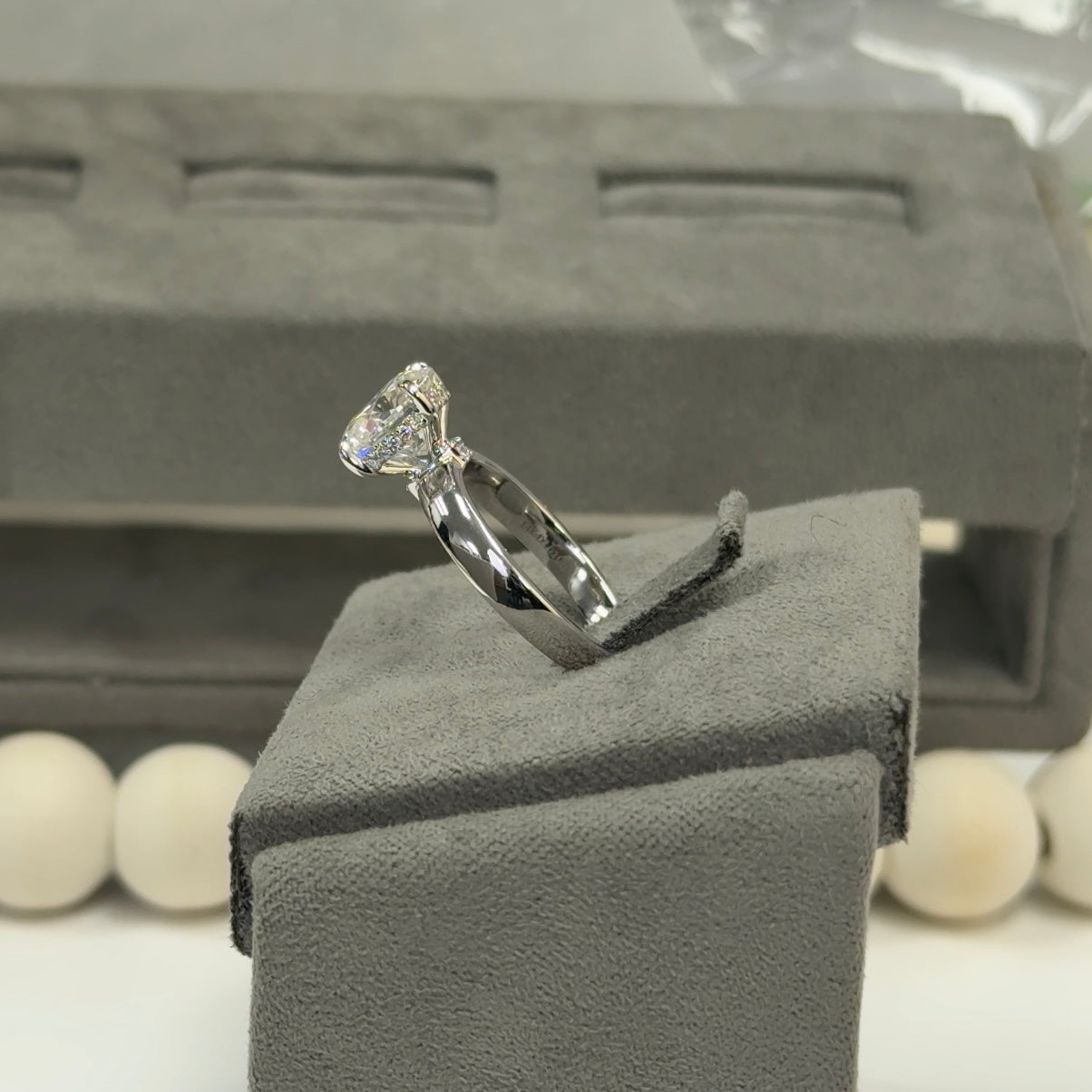 3.01 Carat Round Lab Diamond 3mm Double Hidden Halo Ring