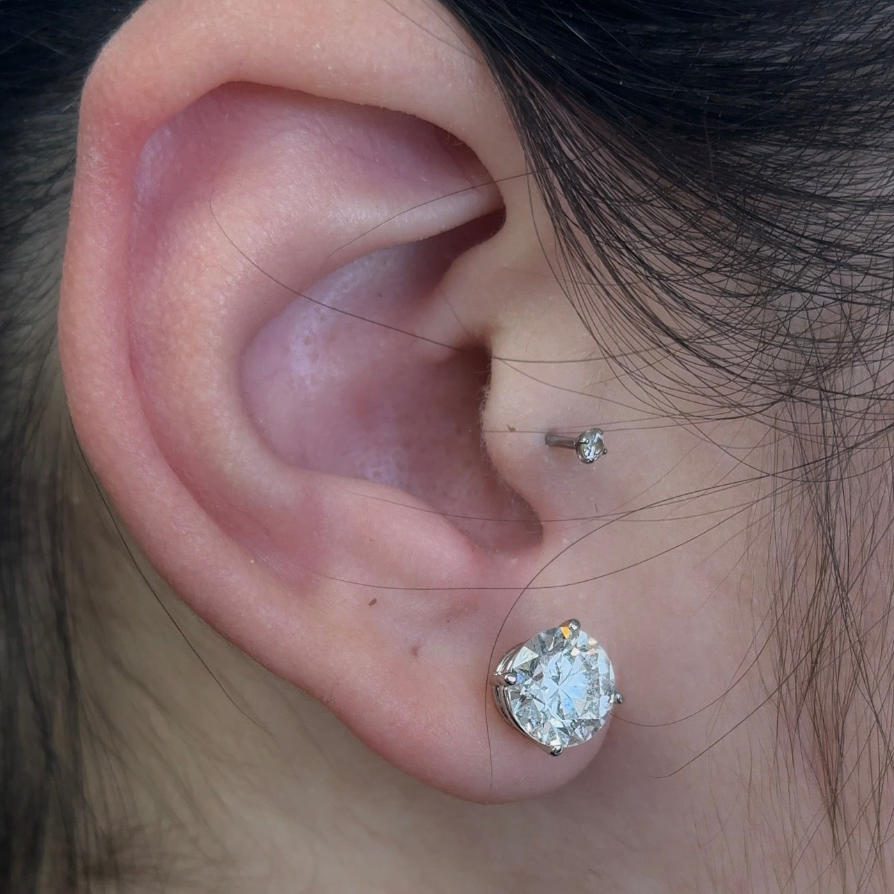 Round Lab Diamond 14kt White Gold 4-Prong Basket Stud Earrings 4.00 ctw