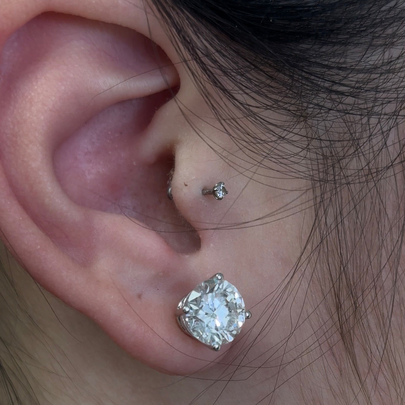 Round Lab Diamond 14kt White Gold 4-Prong Basket Stud Earrings 6.00ctw