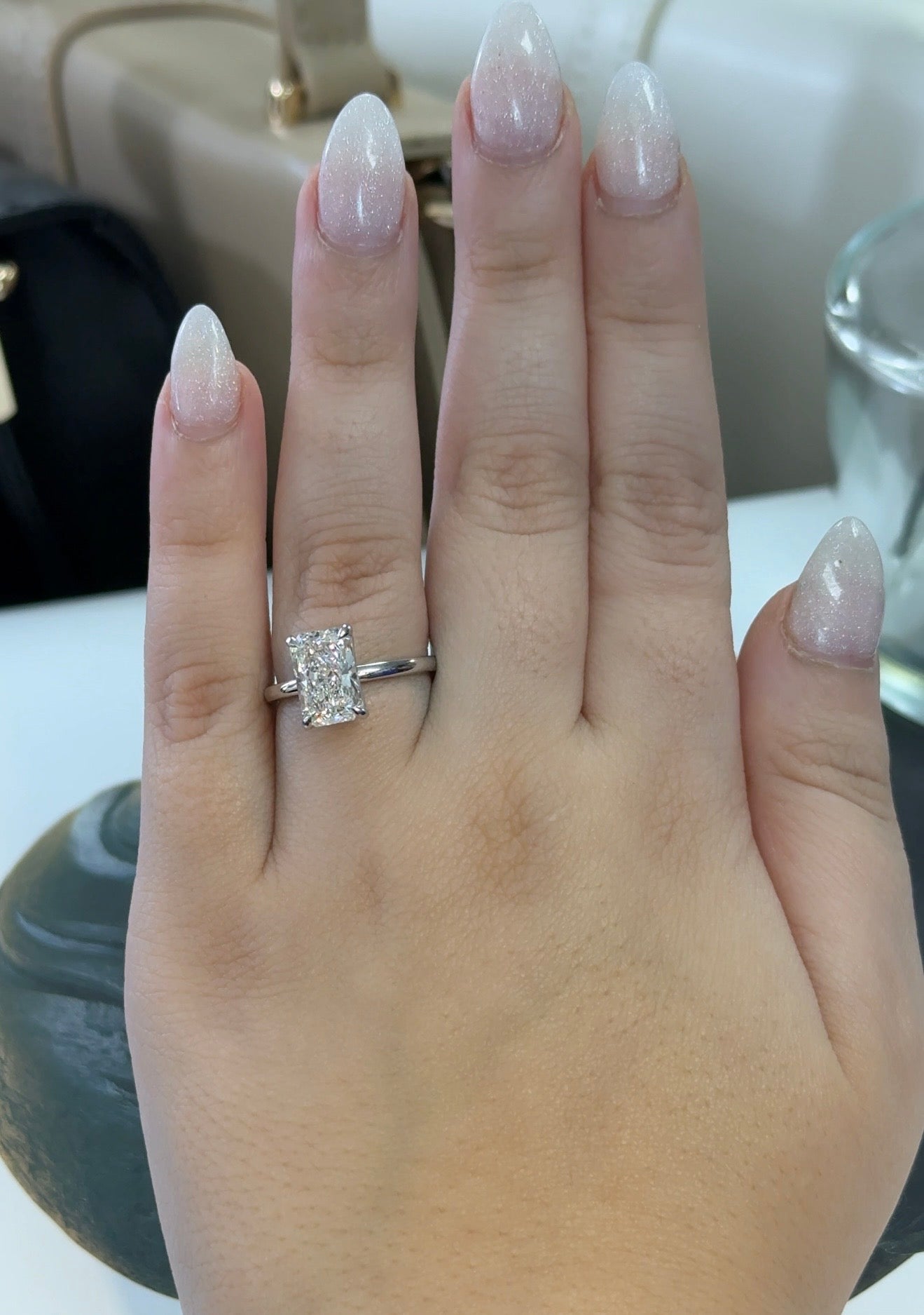 3.54 Carat Radiant Elegant Signature Solitaire Hidden Halo Ring