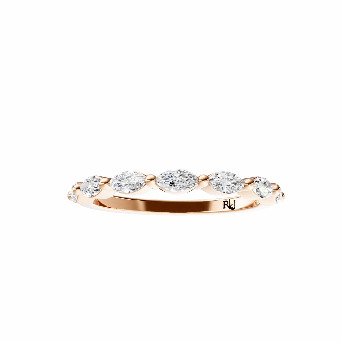 Marquise Accented Wedding Band
