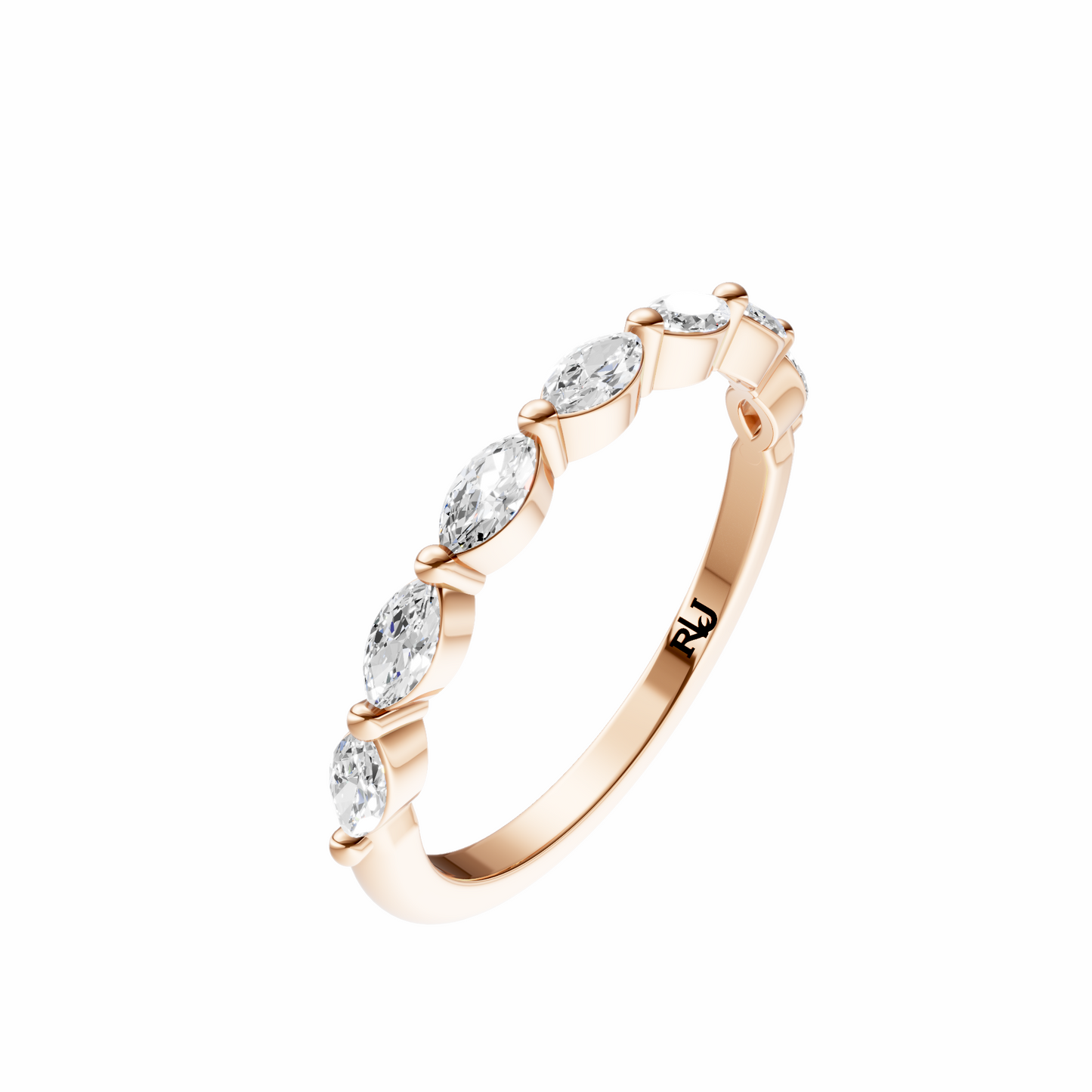 Marquise Accented Wedding Band