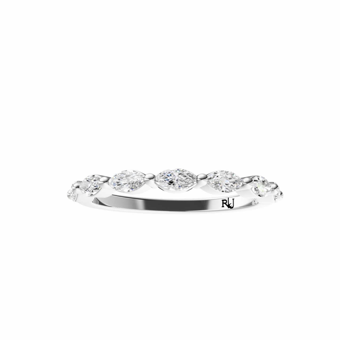 Marquise Accented Wedding Band