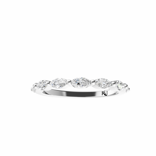 Marquise Accented Wedding Band