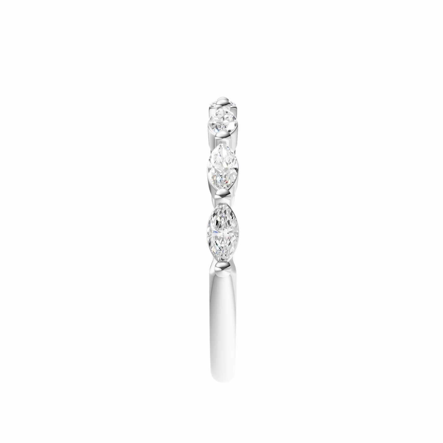 Marquise Accented Wedding Band