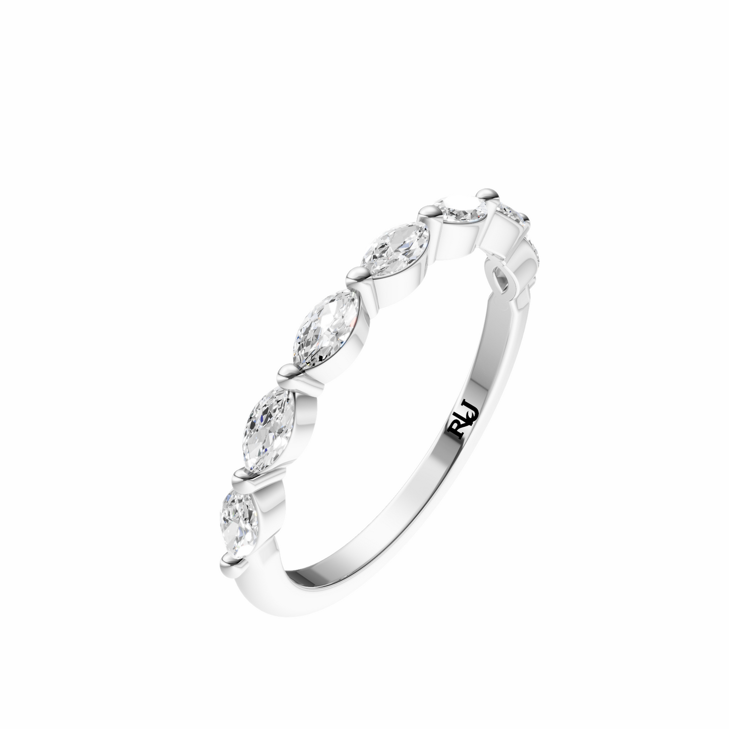 Marquise Accented Wedding Band