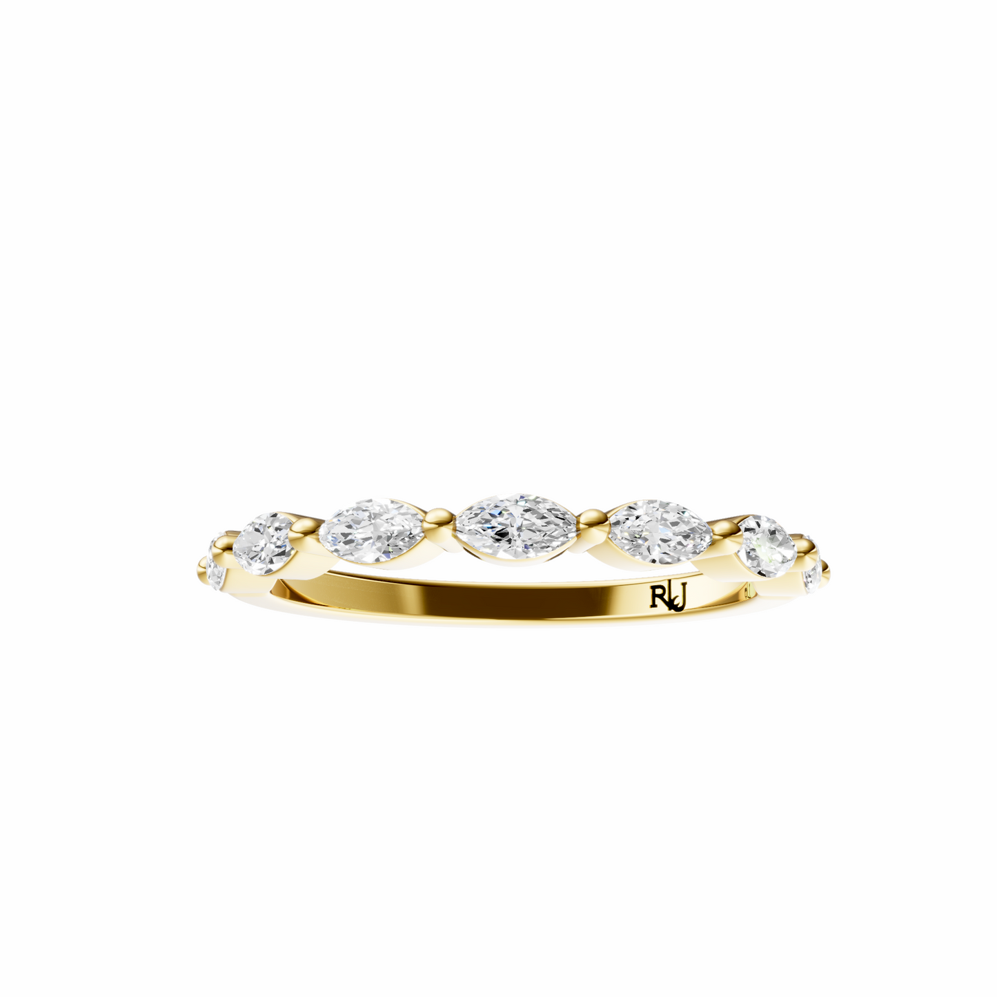 Marquise Accented Wedding Band