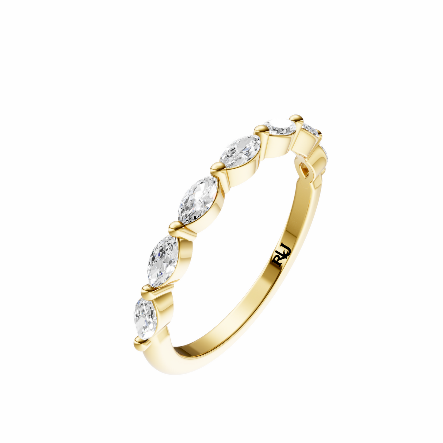 Marquise Accented Wedding Band