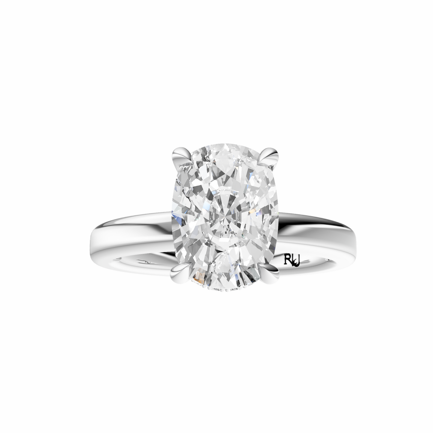 Cushion Elegant 2.7mm Band Signature Hidden Halo Setting