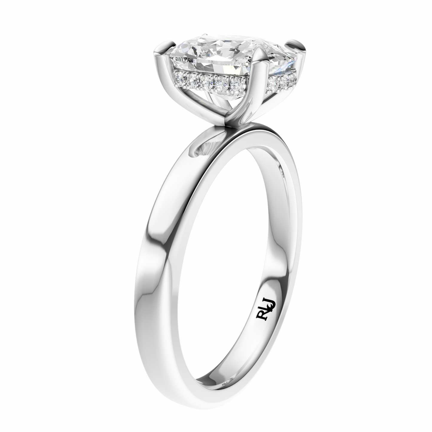 Cushion Elegant 2.7mm Band Signature Hidden Halo Setting