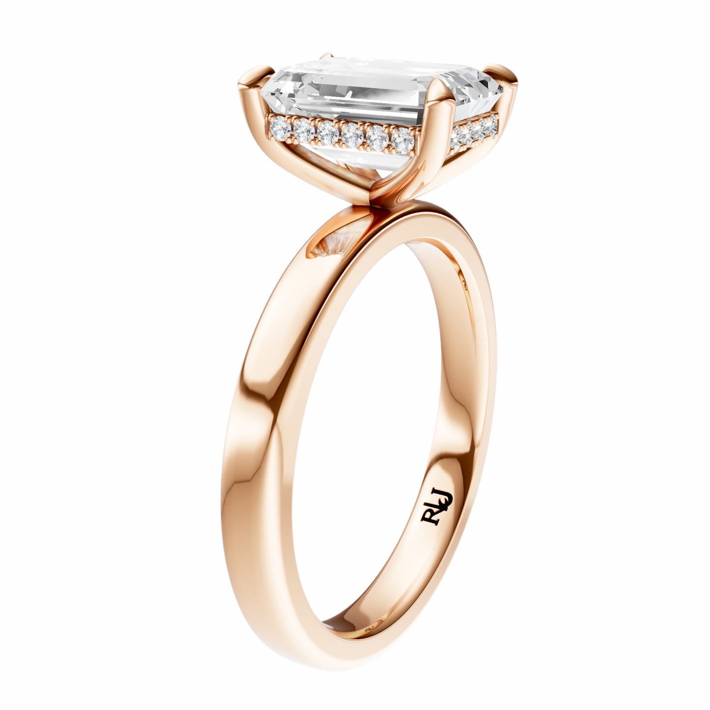 Emerald Elegant 2.7mm Band Signature Hidden Halo Setting
