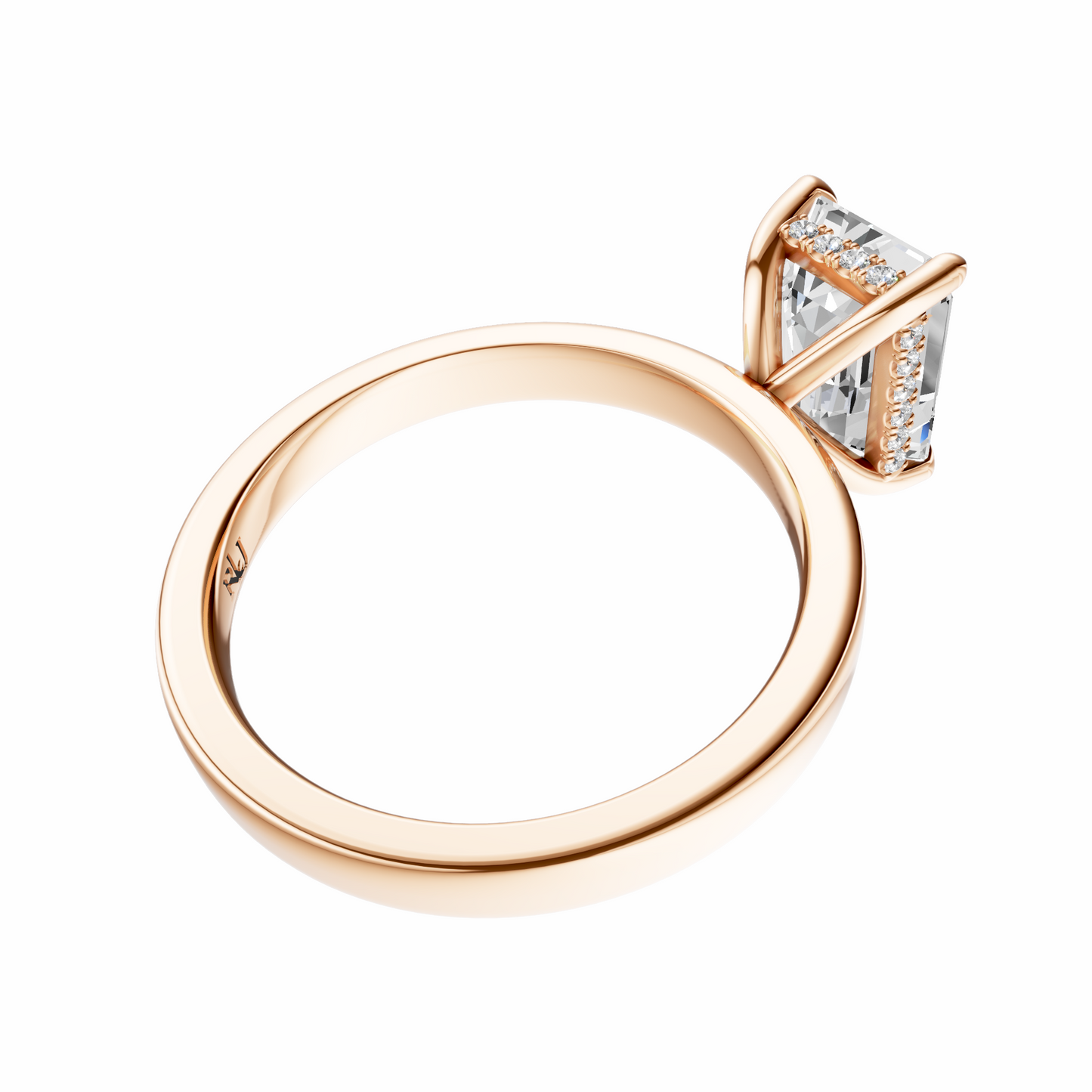 Emerald Elegant 2.7mm Band Signature Hidden Halo Setting