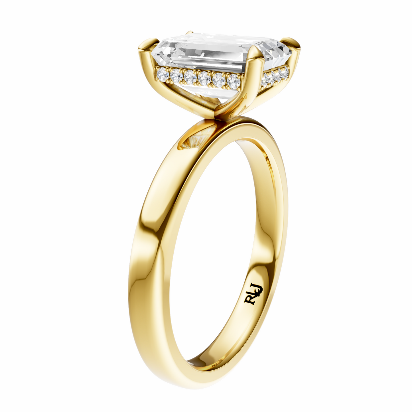 Emerald Elegant 2.7mm Band Signature Hidden Halo Setting