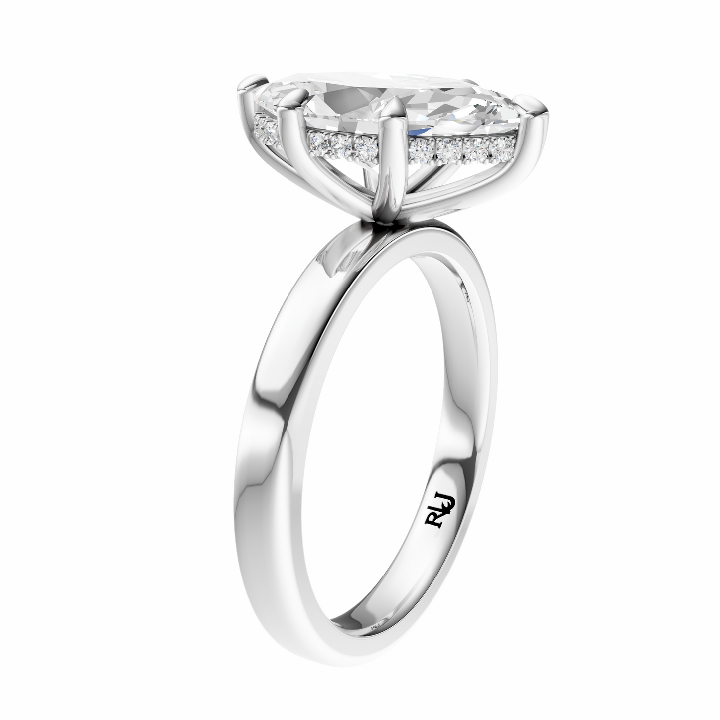 Marquise Elegant 2.7mm Band Signature Hidden Halo Setting