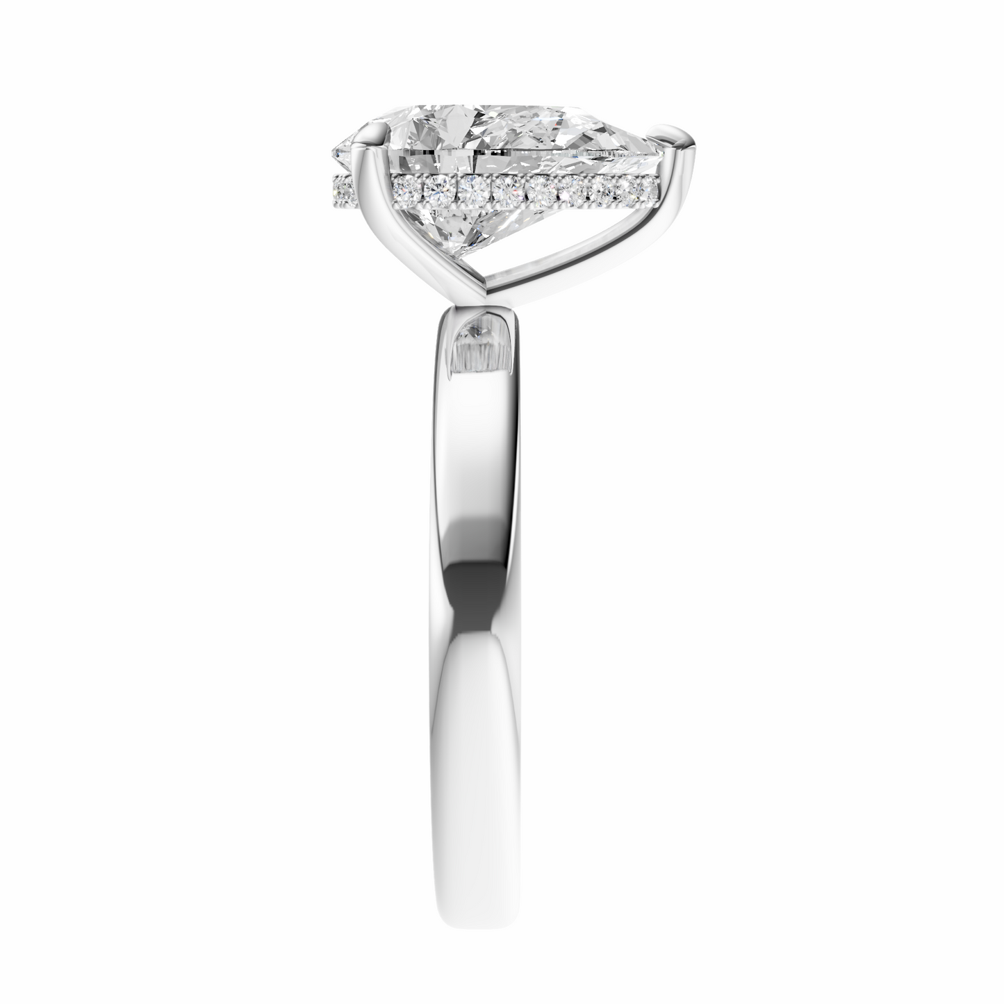 Pear Elegant 2.7mm Band Signature Hidden Halo Setting
