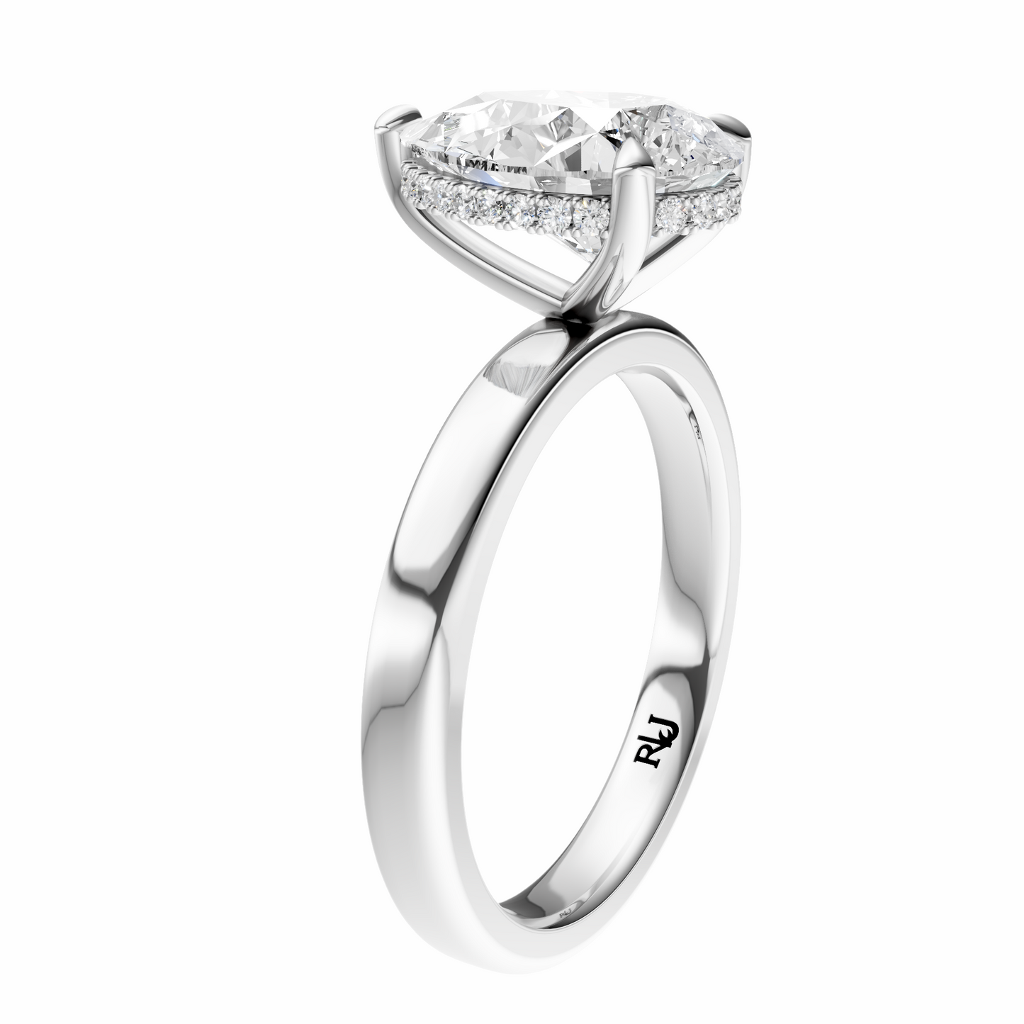 Pear Elegant 2.7mm Band Signature Hidden Halo Setting