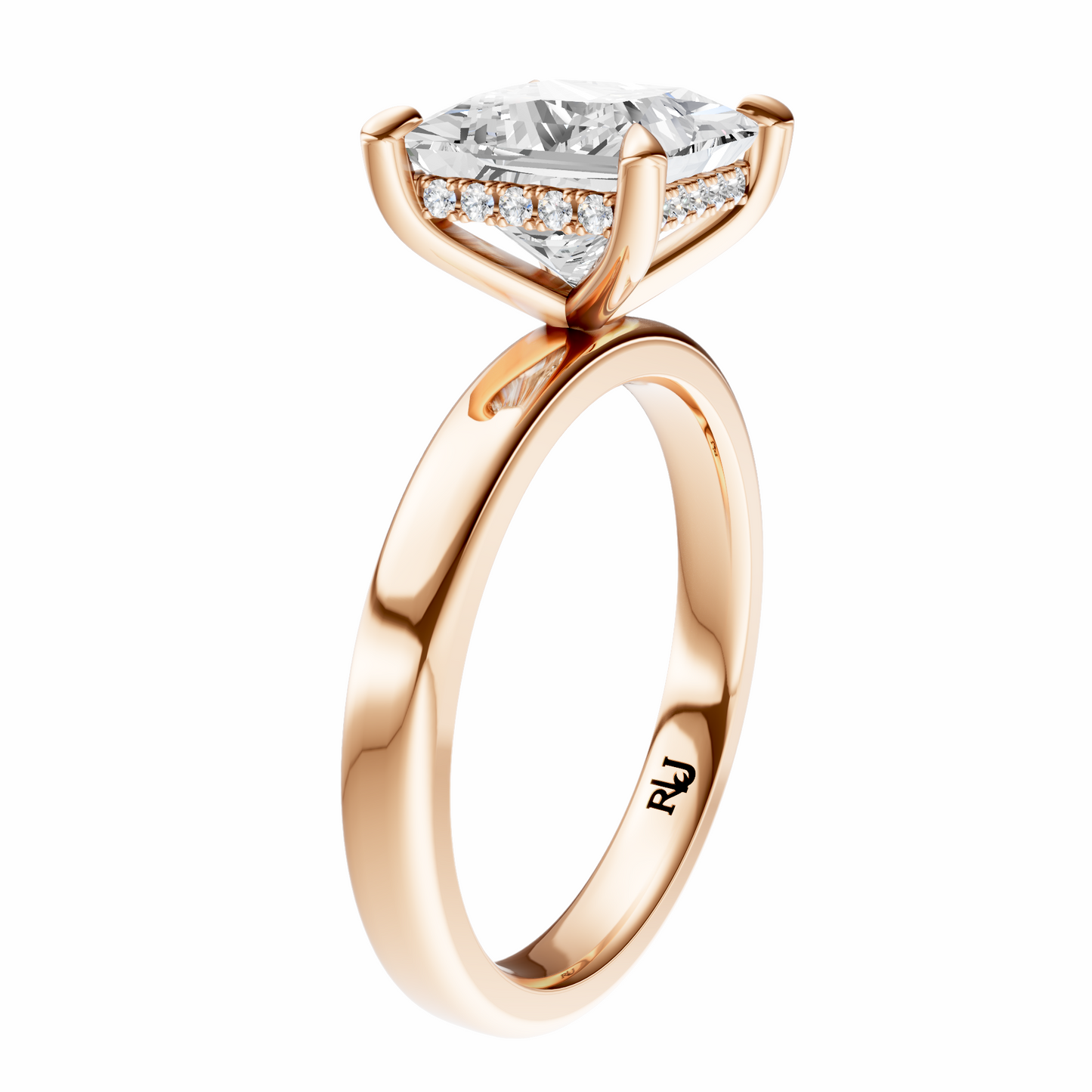 Princess Elegant 2.7mm Band Signature Hidden Halo Setting