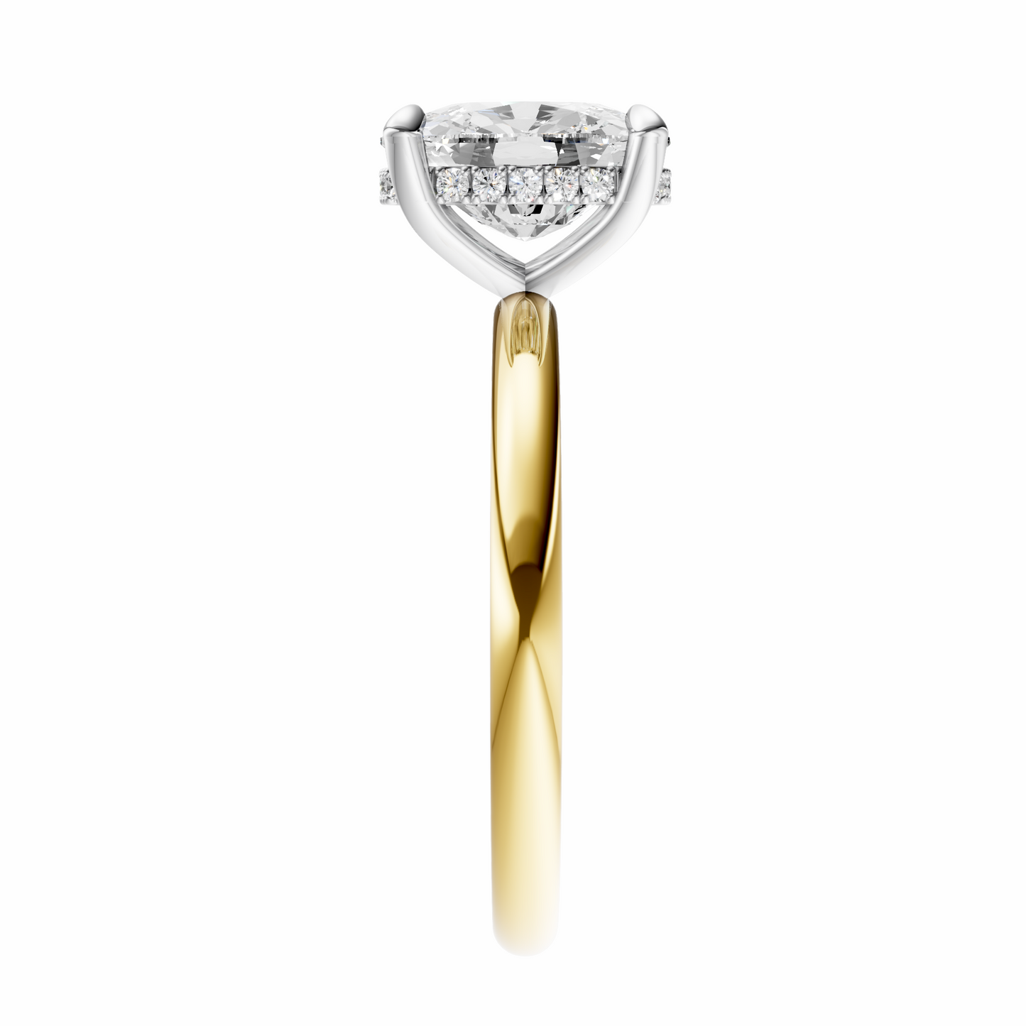 Cushion Mixed Metal Hidden Halo Solitaire Setting