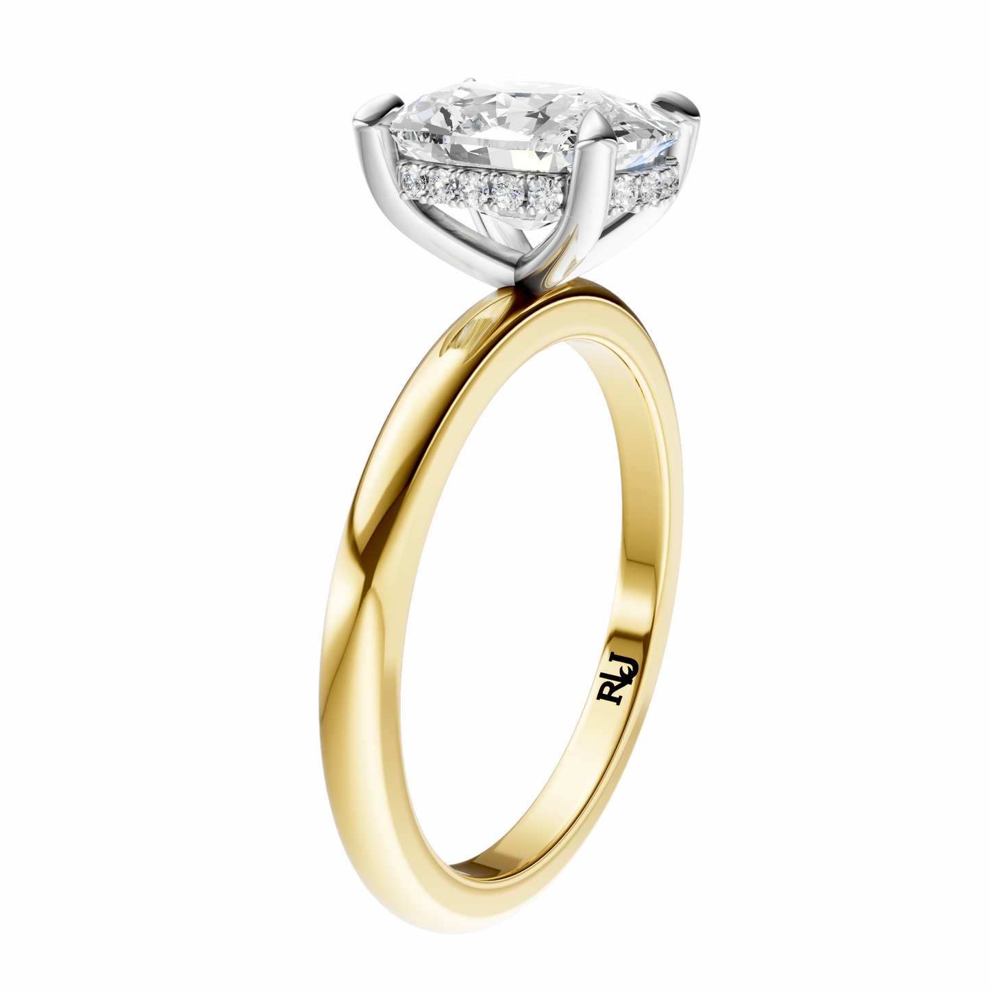Cushion Mixed Metal Hidden Halo Solitaire Setting