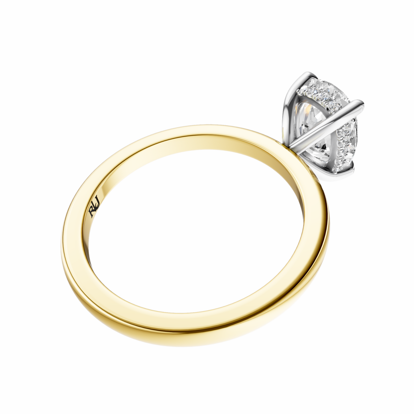 Cushion Mixed Metal Hidden Halo Solitaire Setting