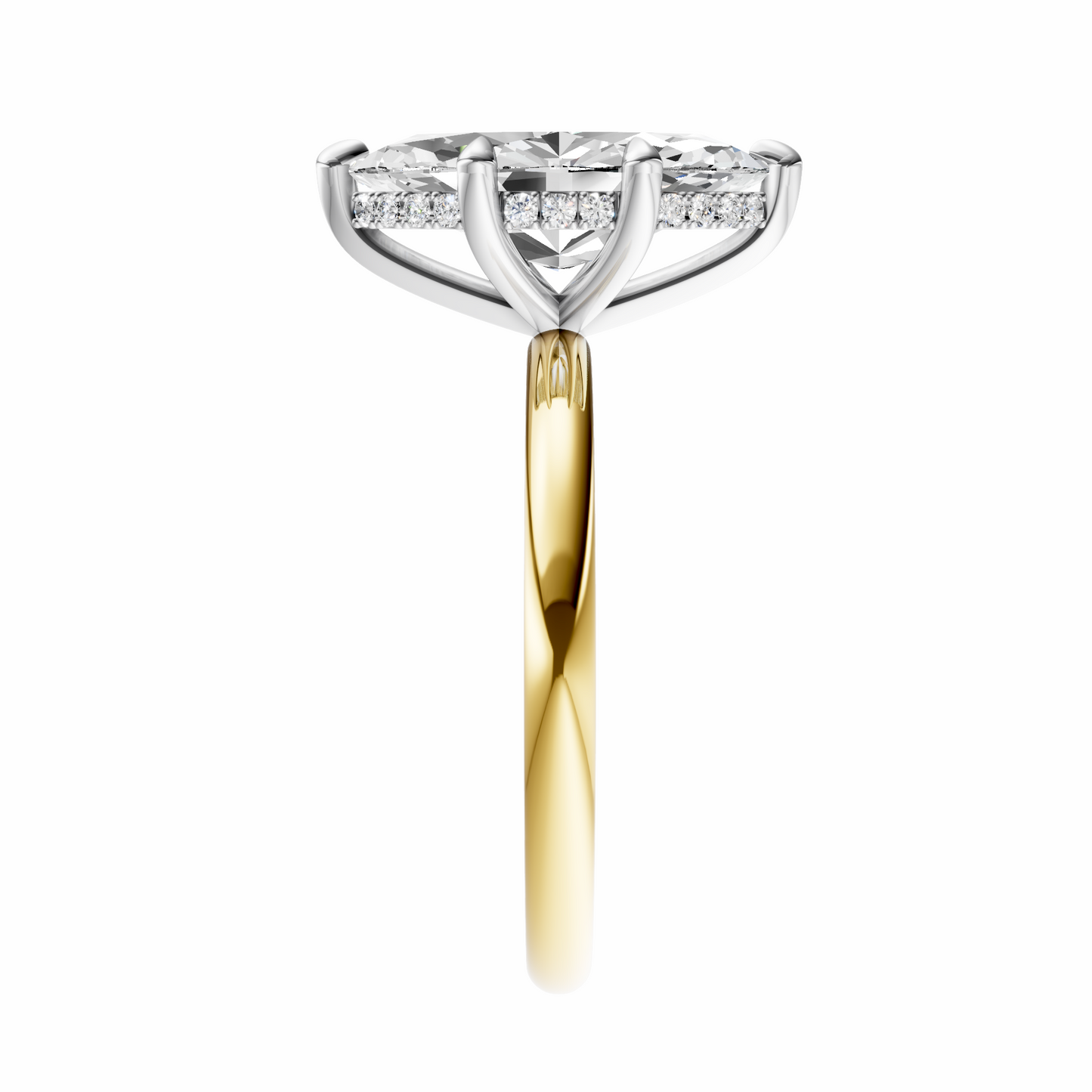 Marquise Mixed Metal Hidden Halo Solitaire Setting