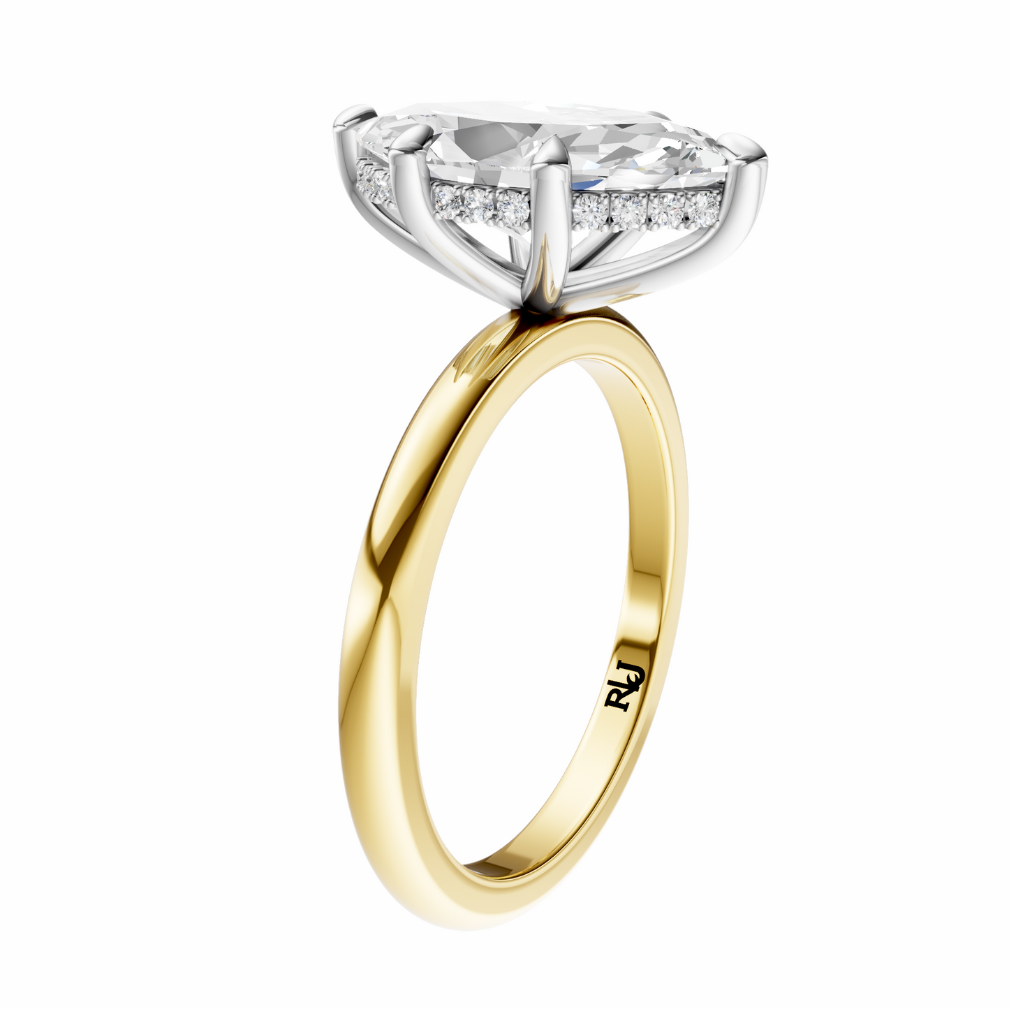 Marquise Mixed Metal Hidden Halo Solitaire Setting