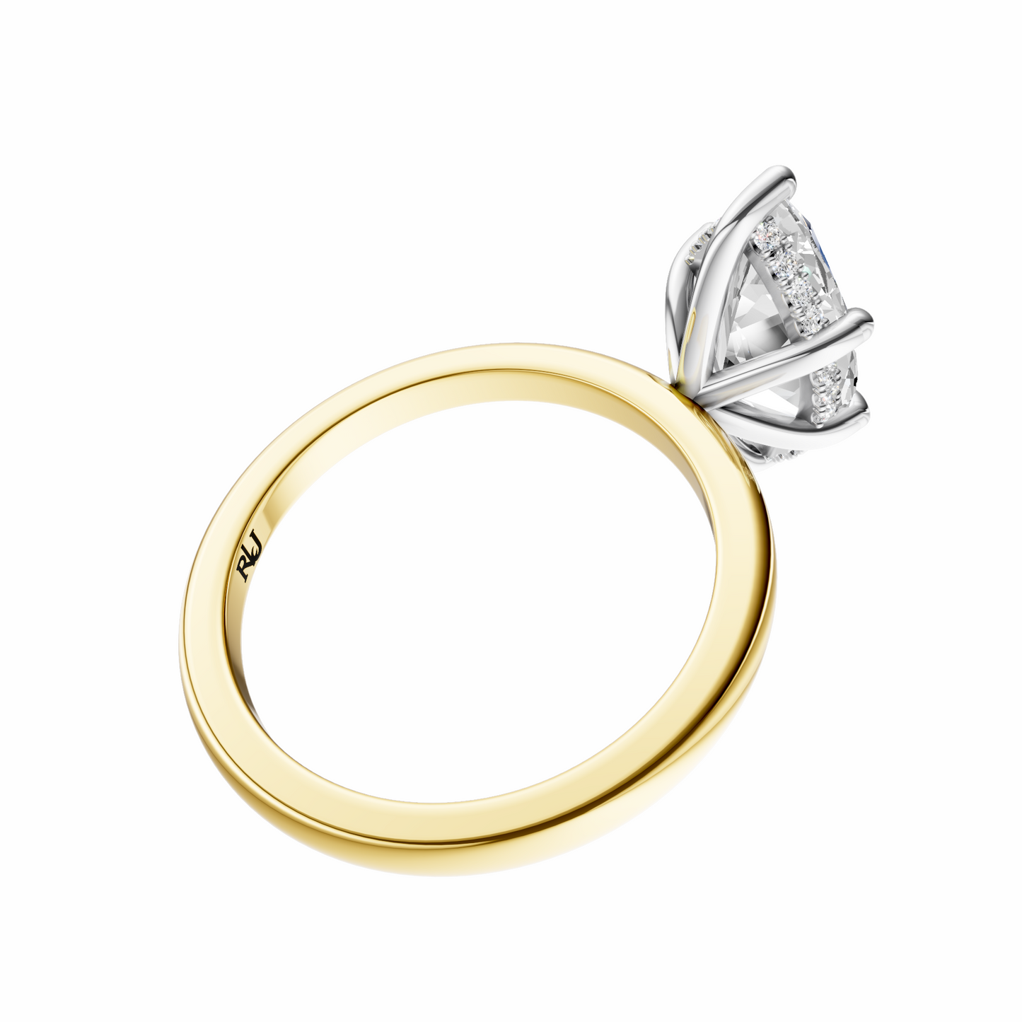 Marquise Mixed Metal Hidden Halo Solitaire Setting