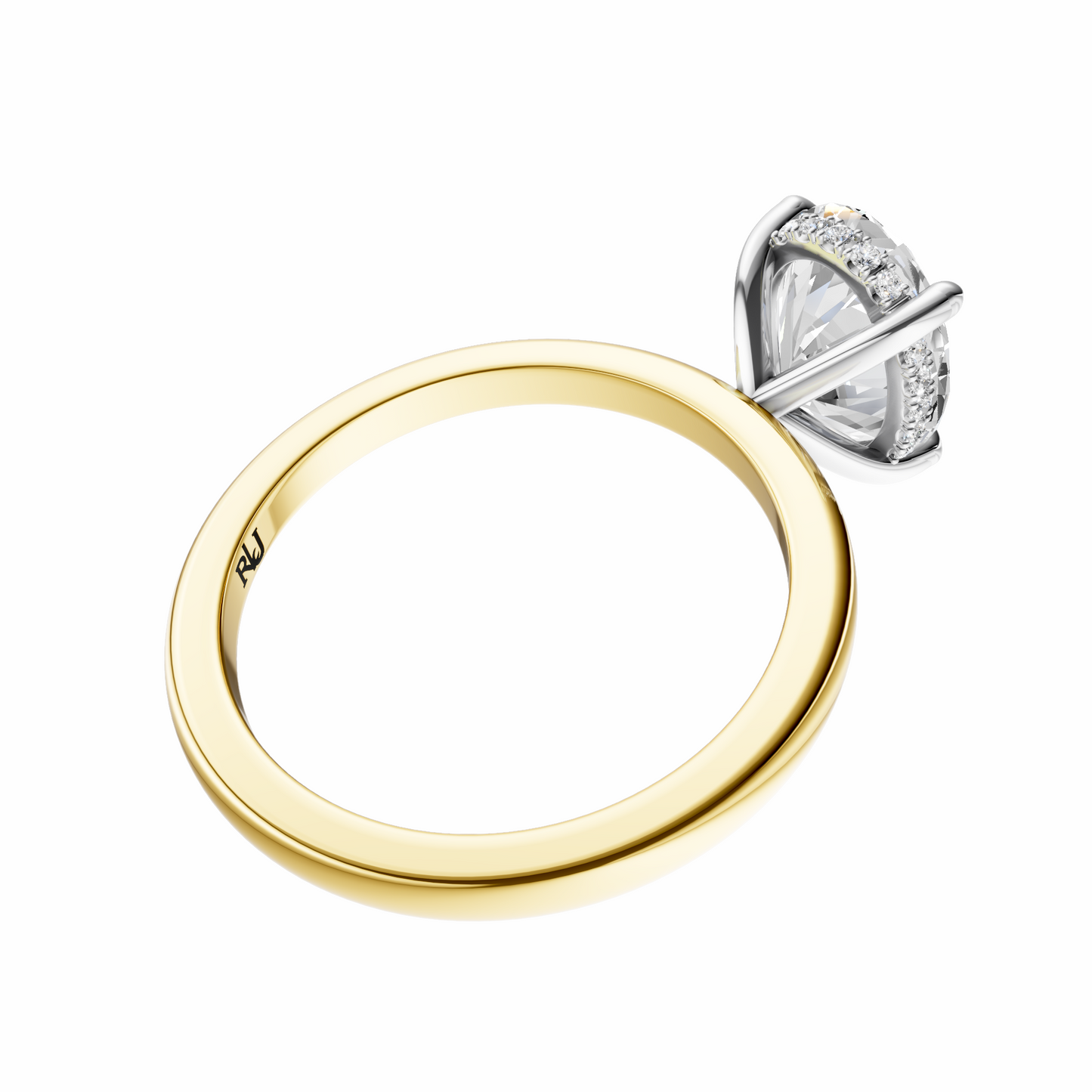 Oval Mixed Metal Hidden Halo Solitaire Setting