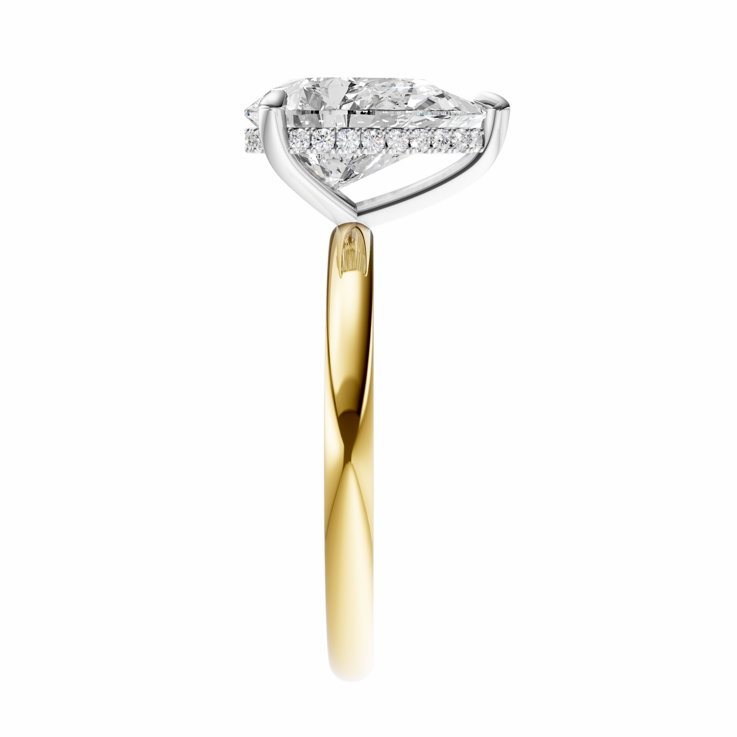 Pear Mixed Metal Hidden Halo Solitaire Setting