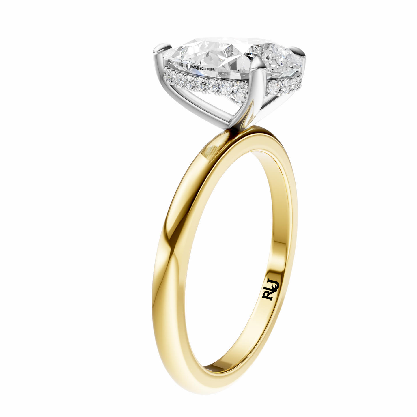 Pear Mixed Metal Hidden Halo Solitaire Setting