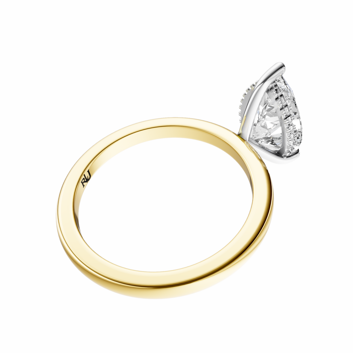 Pear Mixed Metal Hidden Halo Solitaire Setting