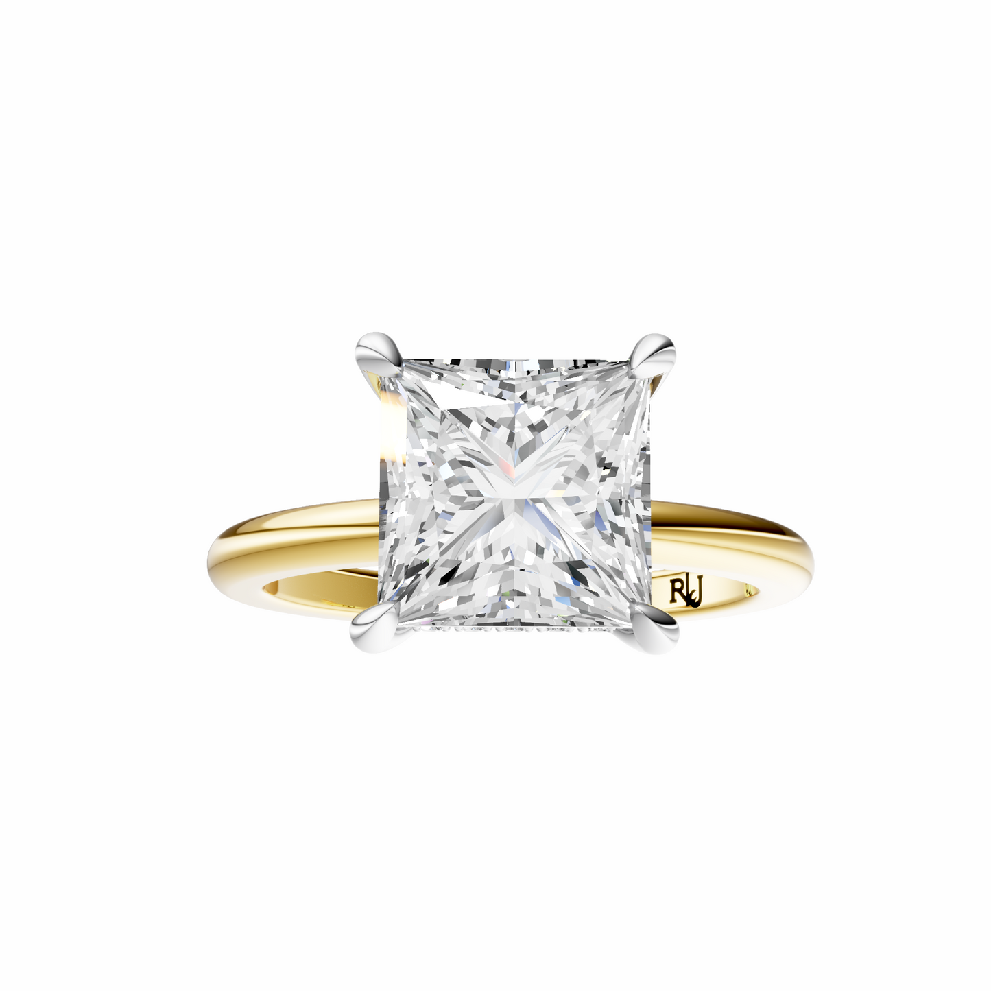 Princess Mixed Metal Hidden Halo Solitaire Setting