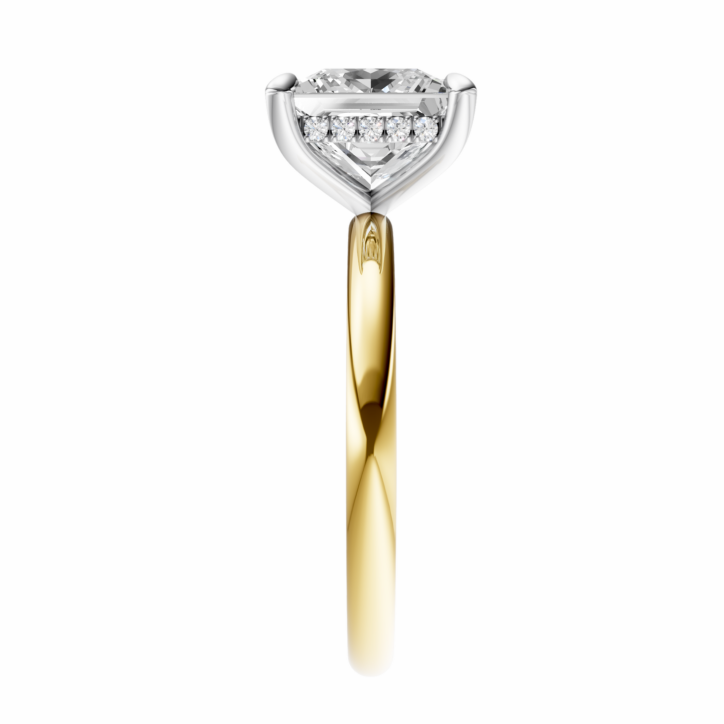 Princess Mixed Metal Hidden Halo Solitaire Setting