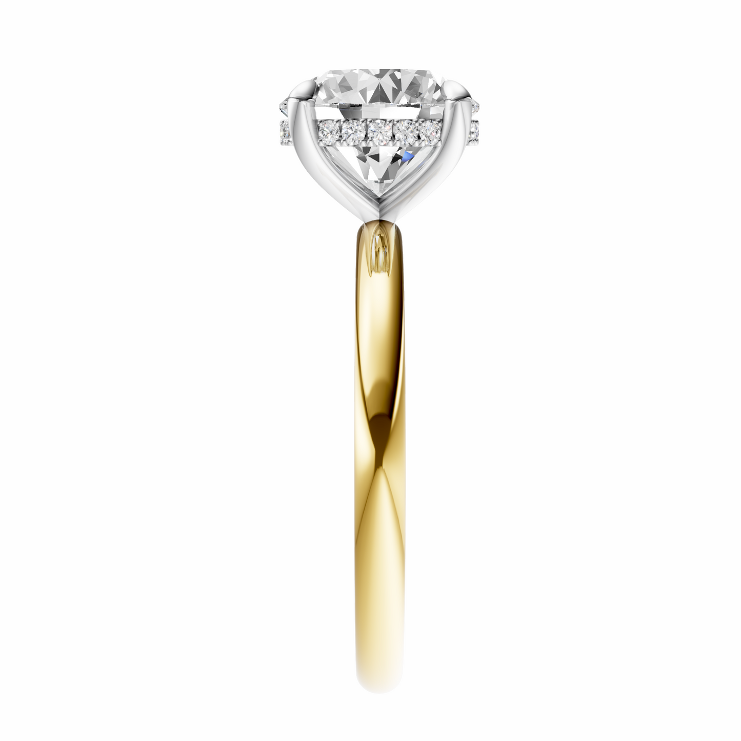 Round Mixed Metal Hidden Halo Solitaire Setting