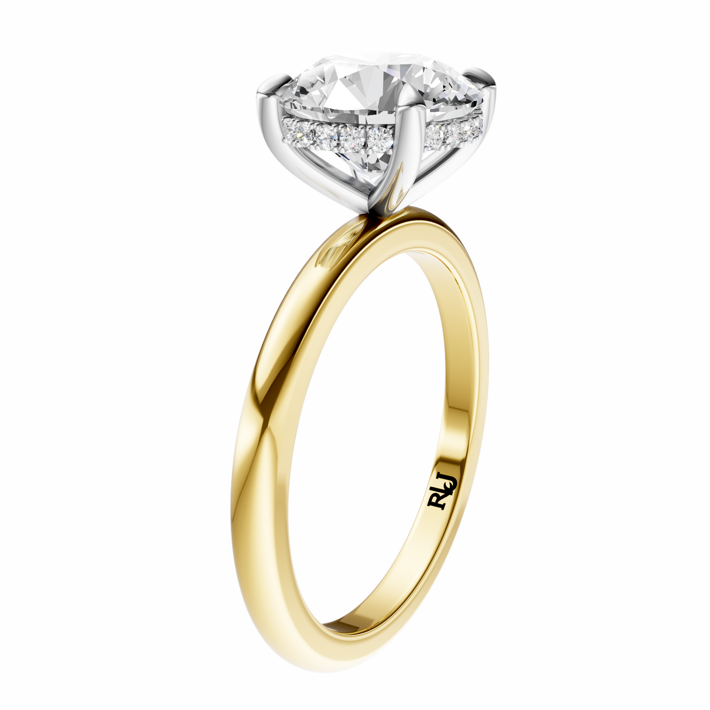 Round Mixed Metal Hidden Halo Solitaire Setting