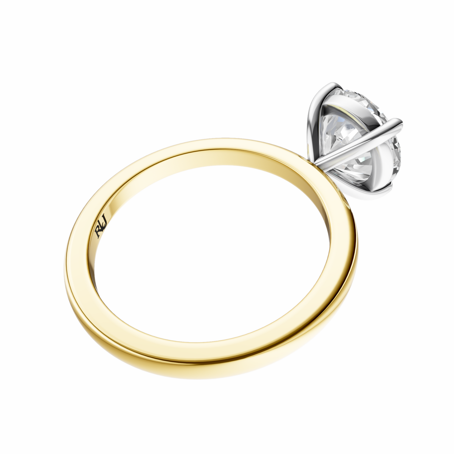 Round Mixed Metal Elegant Solitaire Setting