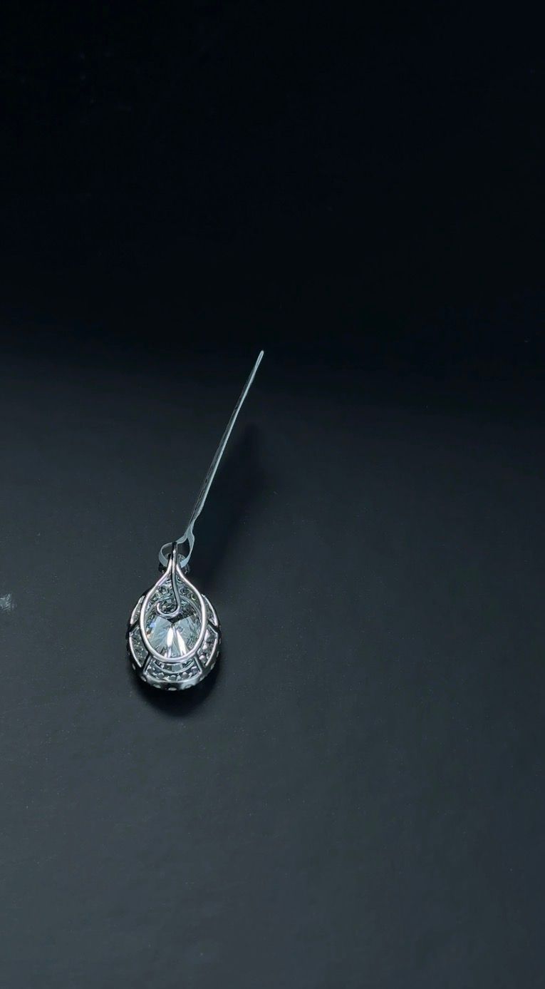 3.41ctw Oval Lab Diamond F VVS2 14kt White Gold Pendant PEN-37-2