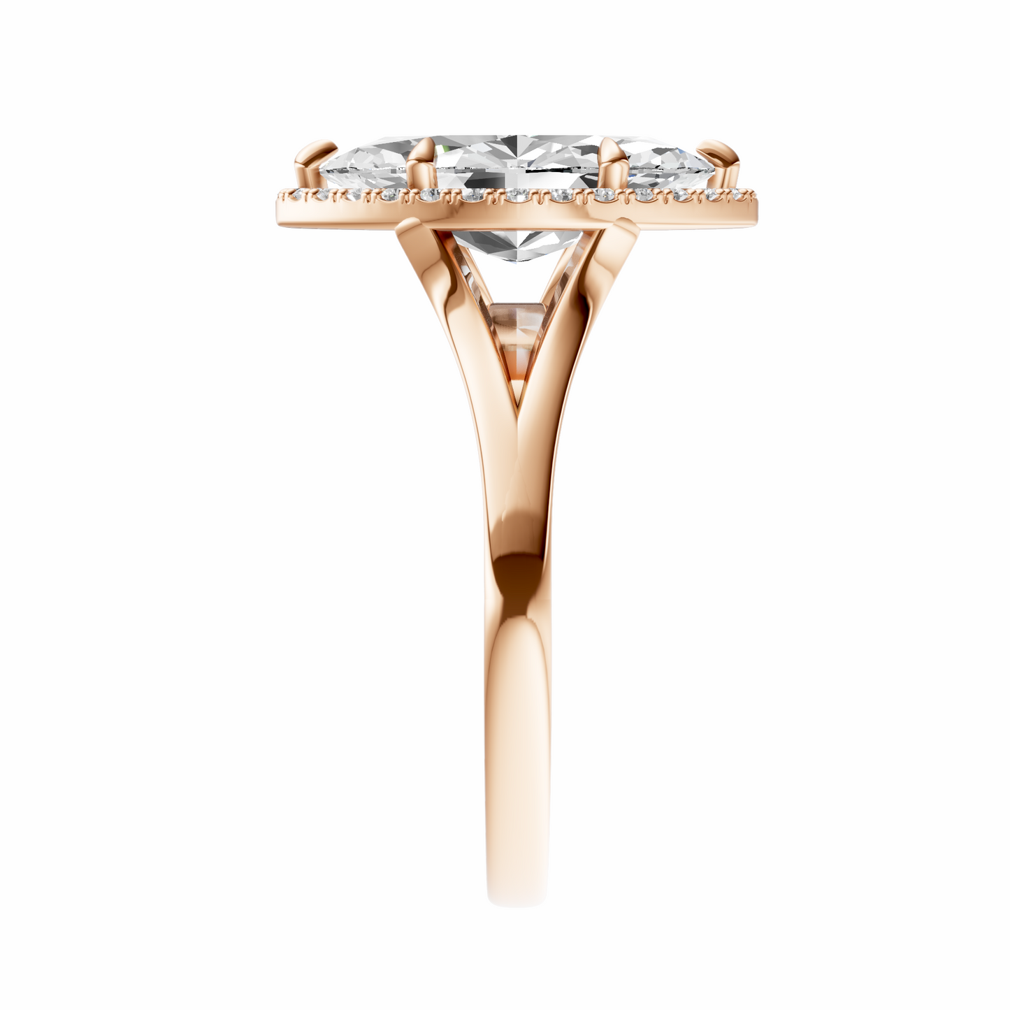 Marquise Split Shank Halo Elegant Setting
