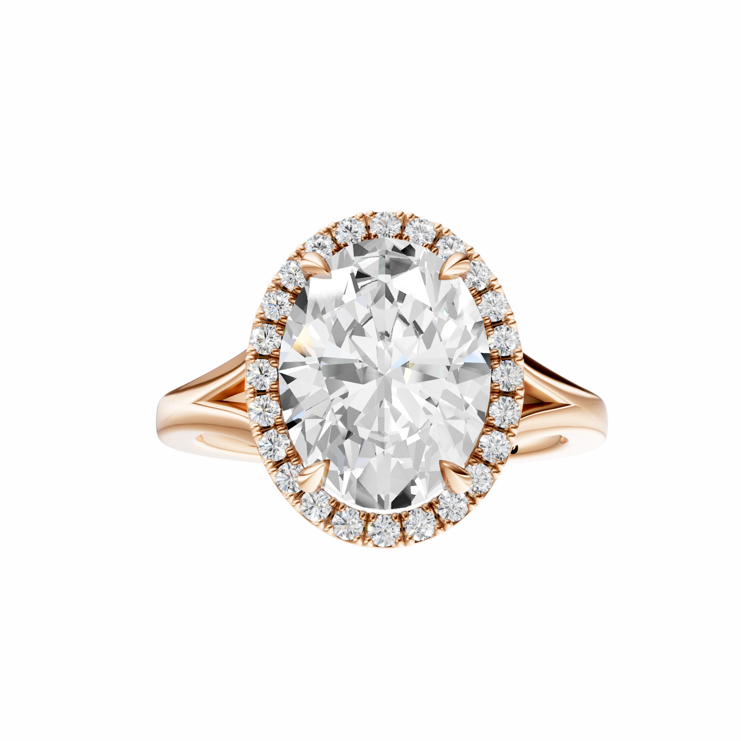 Oval Split Shank Halo Elegant Setting